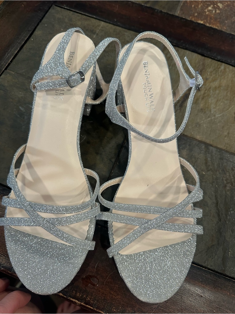 Benjamin Walk Silver Glitter Strappy Heels